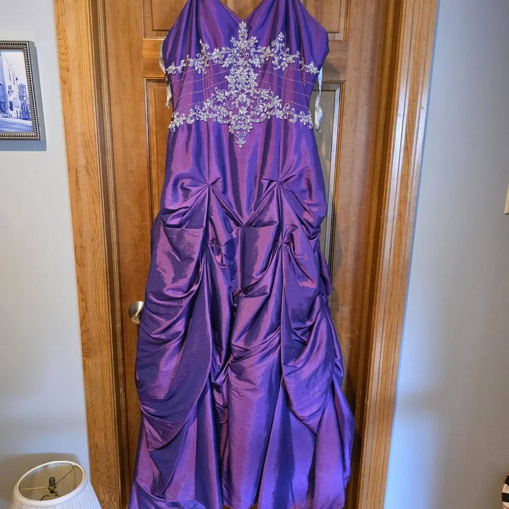 David's Bridal Purple Satin Dress - Picture 1 of 3